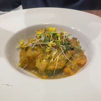 Vegan chicken curry with vegetables  at El Vergel Veggie Restaurant in Tarragona