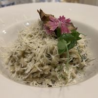ARTICHOKE AND SPINACH RISOTTO WITH VEGAN CHEESE  at El Vergel Veggie Restaurant in Tarragona
