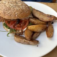 Chick’n burger  at El Vergel Veggie Restaurant in Tarragona