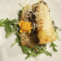 Vegan und glutenfrei, Tagesgericht, Kartoffelkuchen auf Pilze   at El Vergel Veggie Restaurant in Tarragona