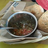 Bread for 2 with tomatoes  at La Hierba Luisa Cocina de la Huerta in Gran Canaria