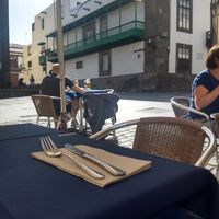 Outside seating area at La Hierba Luisa Cocina de la Huerta in Gran Canaria
