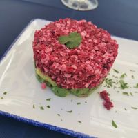 Beetroot, Avocado & Tofu Stack at La Hierba Luisa Cocina de la Huerta in Gran Canaria