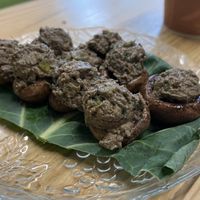 Stuffed mushrooms - YUM!  at Raw Fresno in Fresno