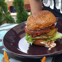 texas crispy soy patty burger at My Heart Beats Vegan in Karlsruhe