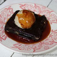 Yummy Brownie with cashew ice cream and caramel  at Vaikuntha Resto in Salta