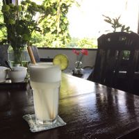 view and lime juice at Elephant Cafe in Ubud