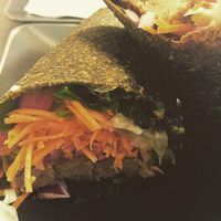 My boyfriend's tortilla wrap with veggie meat =) at Venjoy in Cologne