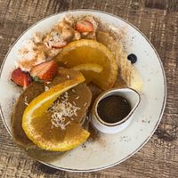 Pancakes with maple syrup  at Fern & Fika in Stockholm