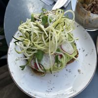 Open sandwich with cashew cream cheese and avo  at Fern & Fika in Stockholm