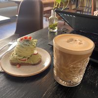 Avo toast and latte  at Fern & Fika in Stockholm
