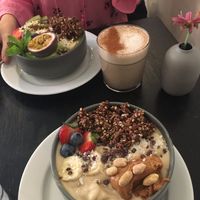 Peanut banana smoothie bowl at Fern & Fika in Stockholm
