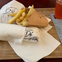 Rhubarb limo, Döner, Döner Wrap and fries at Front Food in Linz