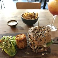 The Chickenlike burger (if you want fries with it, you have to order it separately) at GYS - Voorstraat in Utrecht