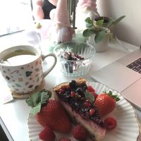 Cheesecake (added my own strawberries, raspberries and whipped cream).  at GYS - Voorstraat in Utrecht