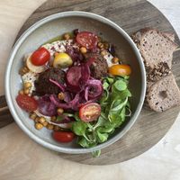 Hummus with perfect falafel and extra tomatoes   at GYS - Voorstraat in Utrecht