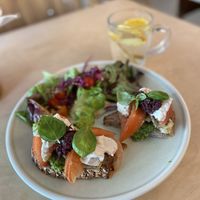 Sandwich caprese (with cashew mozarella): decent, but not really my thing   at GYS - Voorstraat in Utrecht