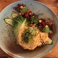 Celeriac steak, zucchini, little gem, lentils and herb butter at GYS - Voorstraat in Utrecht