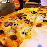 smoked tofu with cranberries. delicious! at Vegan Pizza in Warsaw