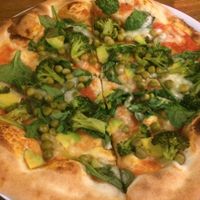 Greens pizza. Good, but skimpy on sauce, cheese, and veggies.  at Vegan Pizza in Warsaw