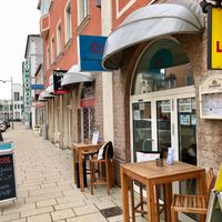 outside at Cafe Lebensgefuhl in Straubing