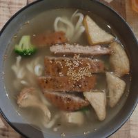 Spicy Udon Soup with Crispy Chicken at Nature Cafe 自然疏食 - The Aperia in Central Singapore