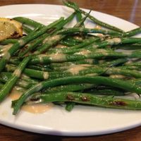 Haricots Vert (on the summer menu), aka Green Beans, w/ sea salt & a lemon tahini sauce at Veggie Grill by Next Level in Pasadena