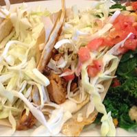 Tres Chicken Tacos w/ steamed kale  at Veggie Grill by Next Level in Pasadena