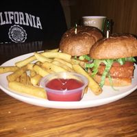 Buffalo bomber sandwich with a side of fries at Veggie Grill by Next Level in Pasadena