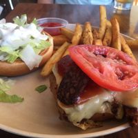 Steak burger at Veggie Grill by Next Level in Pasadena