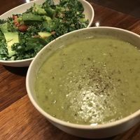 Pea and asparagus soup seasonal at Veggie Grill by Next Level in Pasadena