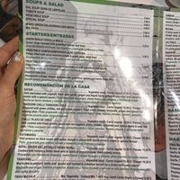 Menu at The Kathmandu in Torremolinos