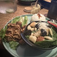 Lunch Combo with Chicken Sate and Panzanella salad  at Au Lac - DTLA in Los Angeles