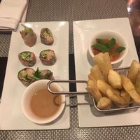 Pork rolls (left) + friend fries (right) at Au Lac - DTLA in Los Angeles