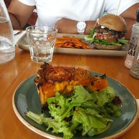 Frittata + bean burger at Vege Rama in West End
