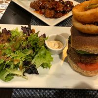 Chickpea and Quinoa Burger! at Mint Brooklyn in Brooklyn