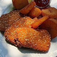 vegan cordon bleu - huge portion at Gasthaus am Predigtstuhl in Vienna