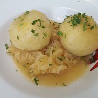 vegan Wurstknoedel at Gasthaus am Predigtstuhl in Vienna