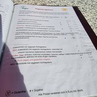 vegan menu at Gasthaus am Predigtstuhl in Vienna