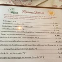 Vegane Speisekarte at Gasthaus am Predigtstuhl in Vienna