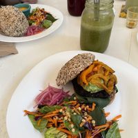 Vegan burger at Co.ConAmor in Tulum