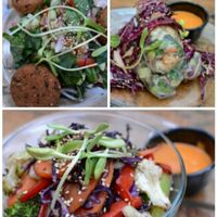 falafel salad, salad rolls and veggie wok at Co.ConAmor in Tulum