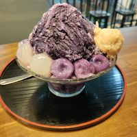 Ube kakigori. There's a little surprise at the bottom at Wabi-Sabi Noodle House Morato in Metro Manila
