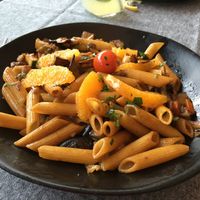 Penne with mushrooms and veggies with orange sauce at Maria Xica in Viseu