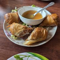 Vegan Egg Rolls with Taro at Lilly's Cafe in New Orleans