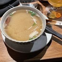 Miso soup starter at Sushi Momo in Montreal