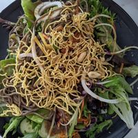 Soba ramen salad (on a plate) at Sushi Momo in Montreal