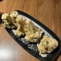 Tempura broccoli with ricotta and parmesan cheese  at Sushi Momo in Montreal