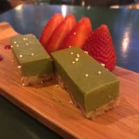 Matcha cake at Sushi Momo in Montreal