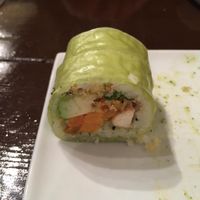 avocado, sweet potato, tempura, basil sauce at Sushi Momo in Montreal